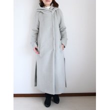 他の写真1: ■【MAISON LENER】アルパカシャギーのスーパーロング　フード付きコート　ライトグレイ　38