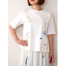 他の写真2: 【 セール品 】■YOSHI KONDO  背中が綿ローンの海の風景プリント＆刺繍トップス（色とサイズあり）